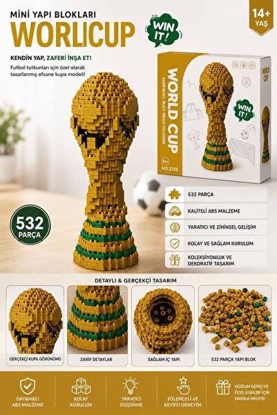 KOZMİK GİFT Mini Yapı Blokları World Cup Kupa Modeli 532 Parça Mini Brick Leg...