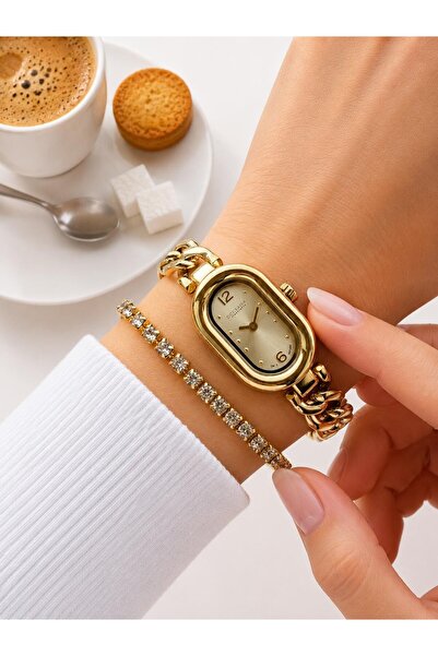 Dice Kayek Oval Mini Vintage Case Women's Wristwatch Steel Band 5 Atm Water R...