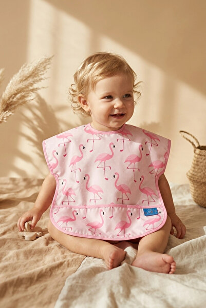 Generic Brand Flamingo Patterned Liquid-Proof Baby Bib with Pockets - Stain-P...