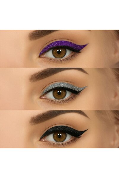 SHOPIENS Eyeliner autocolant cu sclipici negru argintiu mov set 4 perechi Sho...