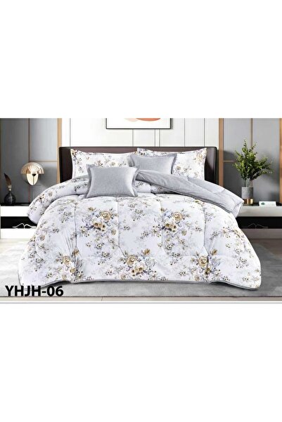 Ropi Nefren King Soft Summer Stripe Printed 6 Pcs Hotel Luxury Bedding Set - ...