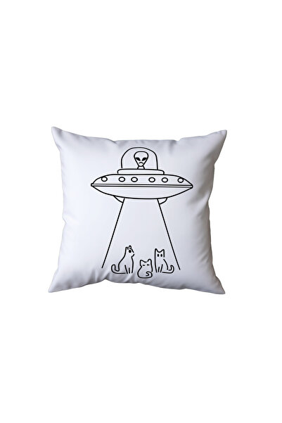 Beramussa Alien Using Ufo and Cats Pillow, Funny Gift