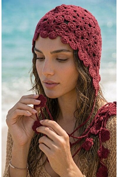 LAGRANZE Flora Cotton Lace Knitted Bandana Beanie