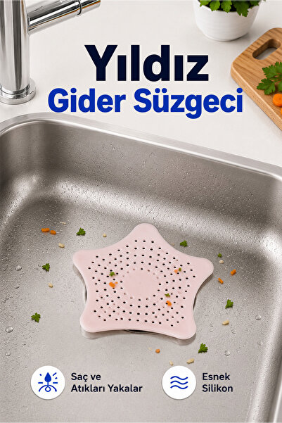 FLY LIFE Yıldız Silicone Drain Strainer - Hair and Food Residue Catcher Sink ...