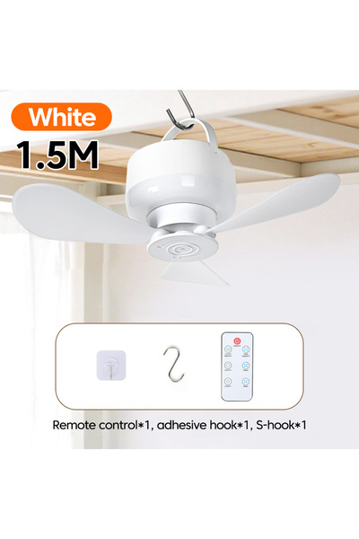 choice2 1.5M White 1.5/3M Ceiling Fan With LED Light and Remote Control USB C...