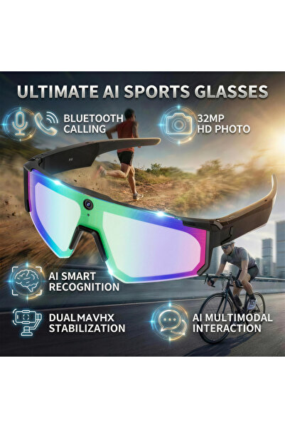 Choice4 Black Green Silver AI Voice Translate Smart Glasses 1200P Video Recor...