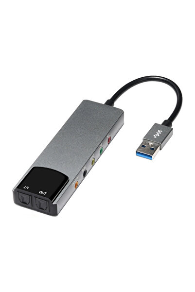 Choice1 بطاقة صوت خارجية USB رمادية اللون مع محول سماعات AC-3 DTS، نظام صوت 7...