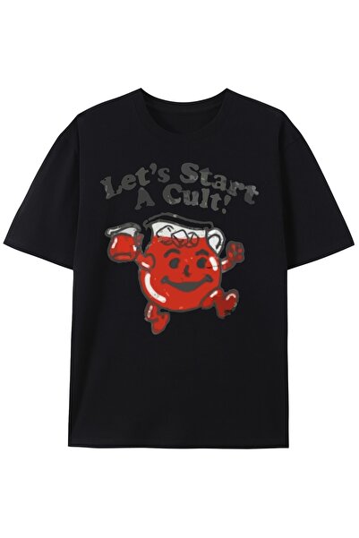 Astogria13 تي شيرت رجالي بتصميم جرافيكي "Let's Start A Cult"، تي شيرت مضحك بت...