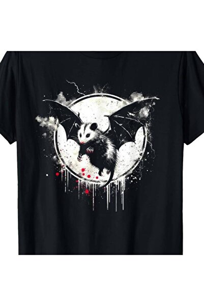 Astogria13 تي شيرت OpossumBatFunnyCutePossumBatHalloweenLoverTShirt برقبة دائ...
