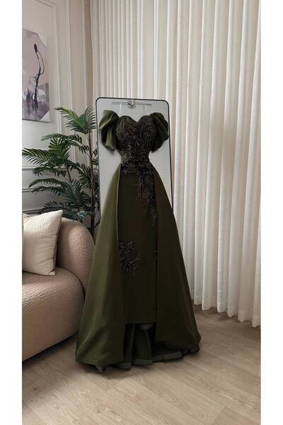 Dubai Luxurious Oil Painting Dress with High-End Embroidery, Puffy Sleeves an...