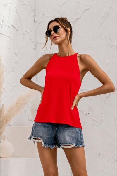 DRESSIFY WOMEN’S FASHION Γυναικεία Αμάνικη Μπλούζα Τοπ με Λεπτομέρεια στην Πλάτη