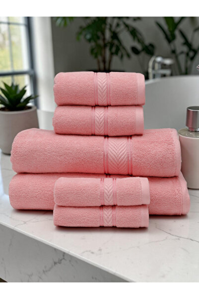 Baltic Linen - 6 Pcs Towel Set, Amani Touch, 100% Cotton, 550 GSM, Light Pink...