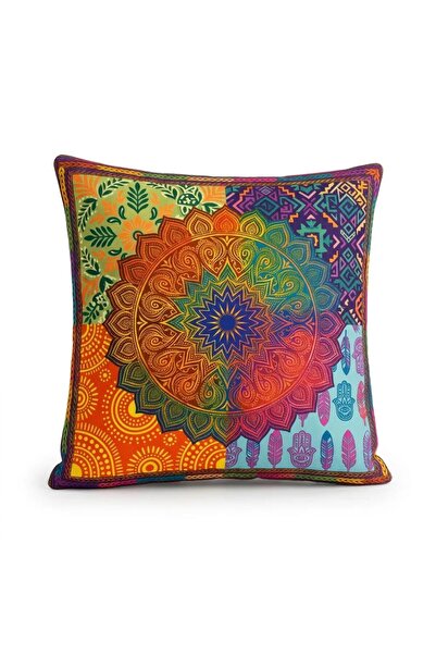 SYCAMORE HOME غطاء وسادة مزخرف بنمط ماندالا مقاس 45 × 45 سم مع سحاب مخفي من ق...