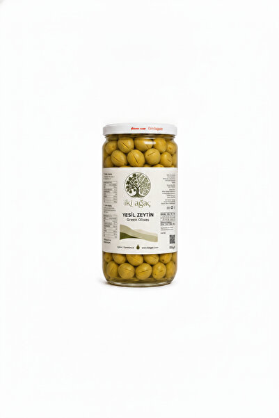 İki Ağaç Yeşil Zeytin (Memecik çizik zeytin) 650 g