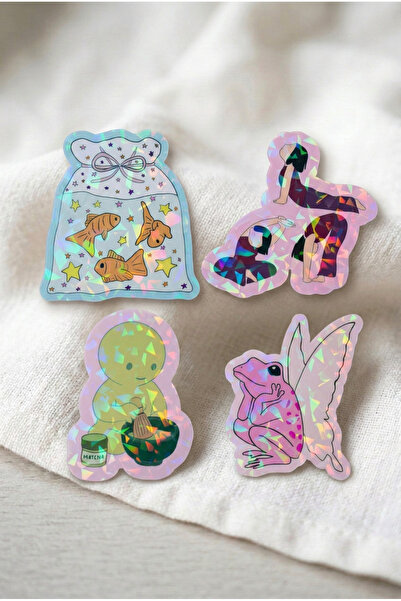 Plumie Hologramlı Laminasyonlu Cozy Sticker Seti 4’lü | Laptop, Defter, Journ...