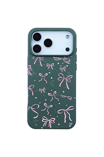 Casen iPhone 17 Pro Yeşil Ribbon Stars Kamera Korumalı Premium Renkli Silikon...