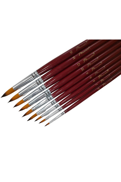 Phoenix Long Handle Round Detail Paint Brush, Various Sizes - 0
