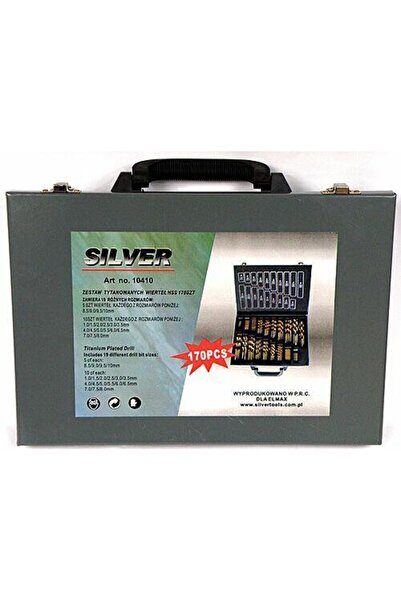 SilverTools Set de burghie metalice 170 bucăți, acoperite cu titan, 1-10mm, c...