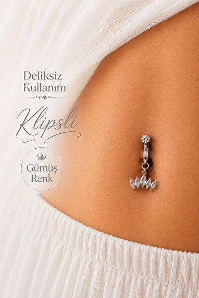 Sacce Scarves&Accessories Deliksiz Klipsli Taç Figürlü Göbek Piercing Taşlı S...