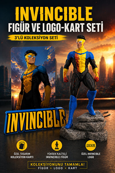 Invincible Figür, Logo ve Kart Seti | Koleksiyon Seti