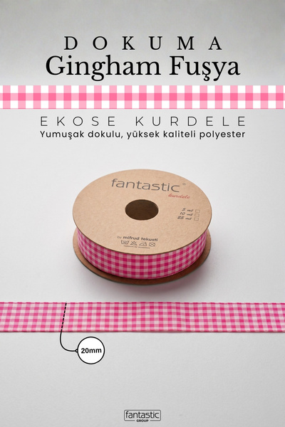 FANTASTIC Pötikare Panglică țesută în carouri Gingham 20mm 10 Metri