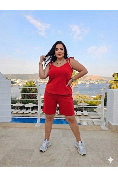 BKMODA276 Kadın Büyük Beden Şortlu Takım