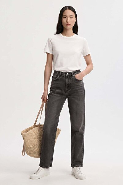 BARRELS AND OIL Women's J92 High Waist Straight Jean Pants - Anthracite