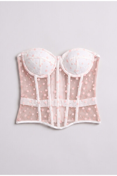 it's basic Women's Pink Polka Dot Flounce Special Design Strapless Bustier