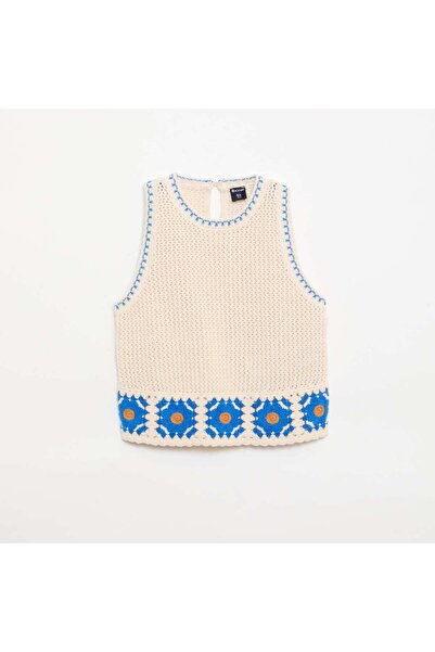 KIABI Sleeveless crochet top BEIGE