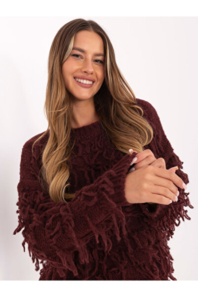 rue parıs Pulover Dama Maneca lunga, Boho, RUE PARIS, Bordo Model MI-SW-2008.86