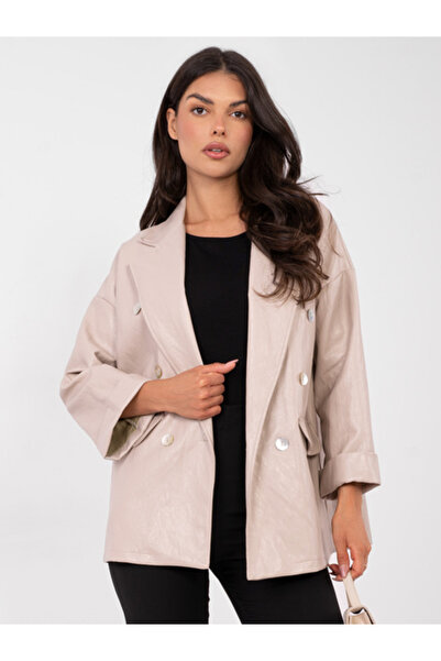 rue parıs Sacou Dama, RUE PARIS, Viscoza, Maneca lunga, Bej, model IT-MA-FL10...