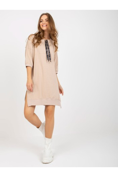 Relevance Rochie Dama Maneca 3/4, Decolteu barcuta, RELEVANCE, Bej Model RV-S...