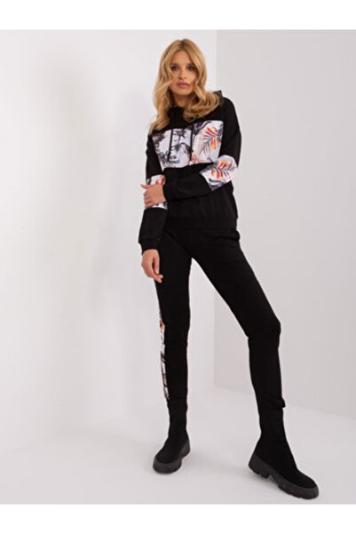 Relevance Compleu Dama Maneca lunga, Floral, RELEVANCE, Negru Casual Model RV...
