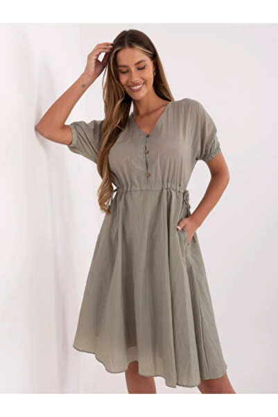 rue parıs Rochie Dama, RUE PARIS, Poliester, Rochie evazata, Khaki, model 217...