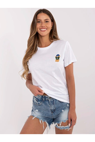 CALİMERA Tricou Dama Mini, Decolteu rotund, Calimera, Alb Casual