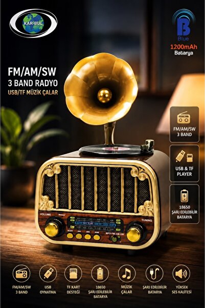 OnlyTech Gramafon Nostalji Radyo,Bluetooth özellikli Eskitme Nostaljik Gramaf...