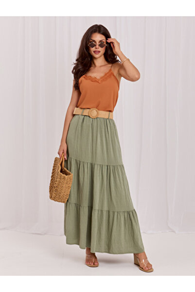 Italy Moda Дамска пола, ИТАЛИЯ МОДА, Вискоза, Бохо, Каки, модел MO-SD-25013.27