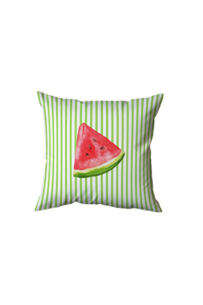 Beramussa Green Striped Watermelon Patterned Pillow, Gift
