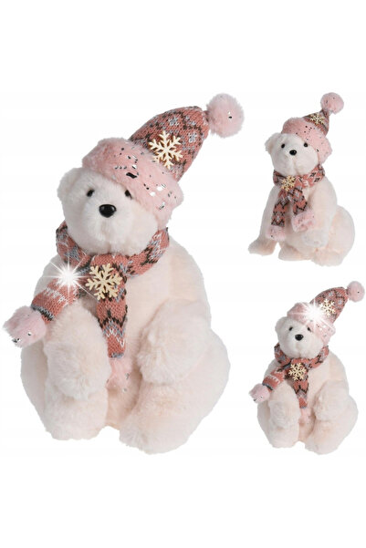Intesi Figurină decorativă de Crăciun, urs polar roz, 31cm