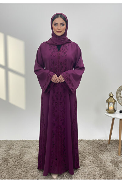 Nukhbaa The Laser cut detailing Abaya-844