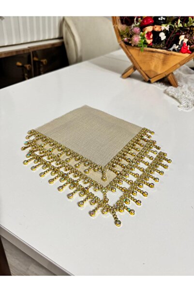 shop GOLD TAŞLI BEYEZ PEÇETELİ KAHVE YANI SUNUM PEÇETESİ