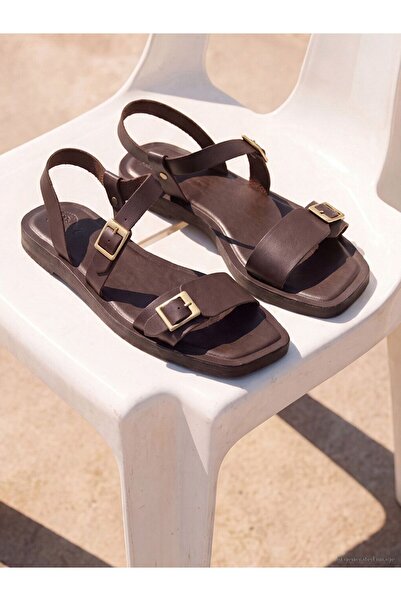 LC Waikiki Lcw Steps Brown Leather Look Women's Sandals