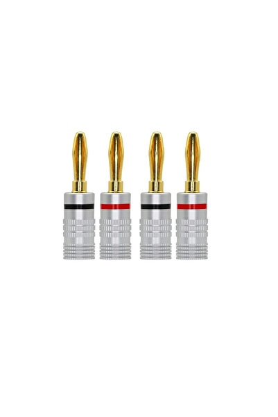 OEM Set 4 mufe banana tata 4mm metal cu surub si inel negru si rosu SET-4-BAN...