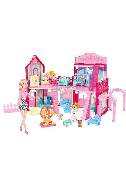 OEM Casuta pentru Papusi Macvi® cu Mobilier si Accesorii Roz Joc Educativ Cop...