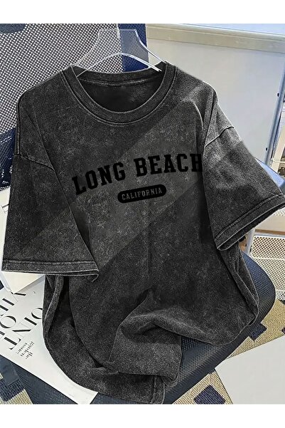 Ornella Studio 230g Water-washed short-sleeved shirt Men'S Black Acid Washed ...