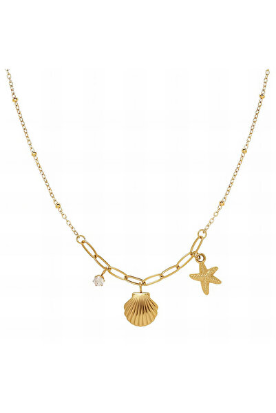OEM Colier Sea Charms auriu, din oțel inoxidabil, cu sea Collection și zircon...