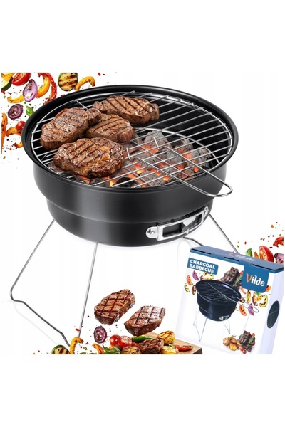 Vilde Grătar cu cărbuni pliabil portabil de grădină turistic de picnic mic 28 cm