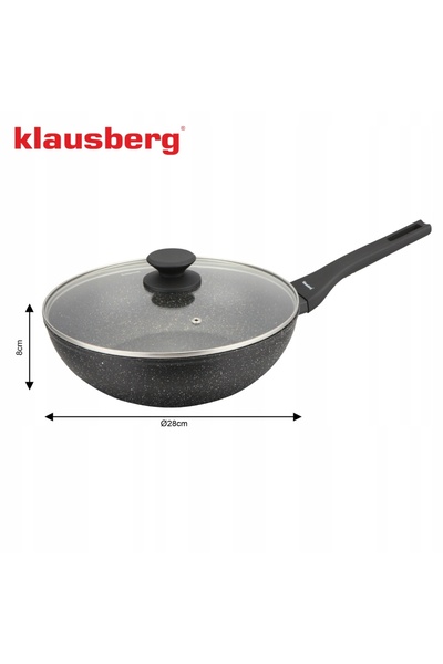 Klausberg Tigaie Wok de 28cm cu capac, cu înveliș de marmură, pentru inducție...