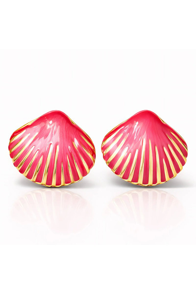 OEM Pink Shell gold earrings, stainless steel, with sea Collection, 18K gold ...