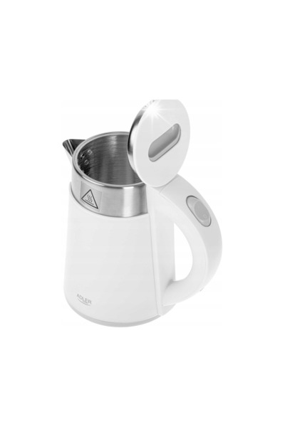 adler Fierbător electric turistic mic, 800W, 0,6L, metalic, alb